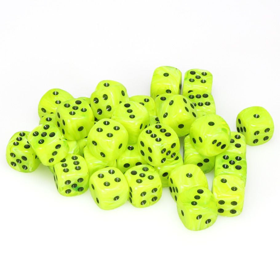 Chessex 12 mm Vortex Bright Green with Black 36ct