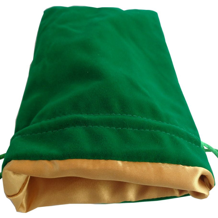 Green Velvet Dice Bag w Gold Satin Lining 4x6