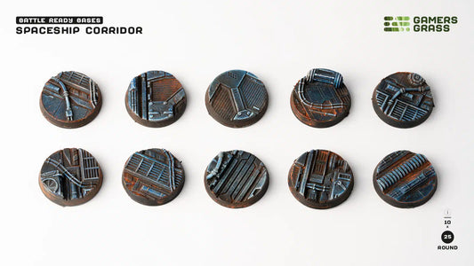 10x 25mm Spaceship Corridor Battle Ready Bases Gamers Grass